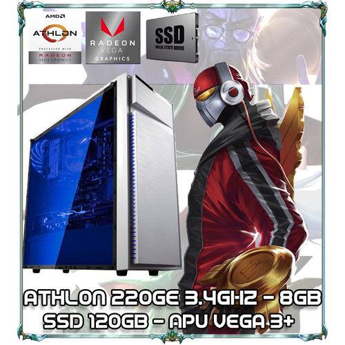 Computador Cpu Pc Gamer Athlon 220ge Quad Core 3.2ghz 8gb Ddr4 Apu Vega 3+ Ssd 120gb Bg-015 White