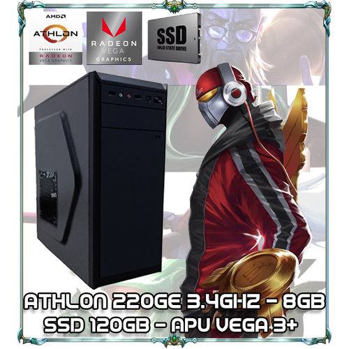 Computador Cpu Pc Gamer Athlon 220ge Quad Core 3.2ghz 8gb Ddr4 Apu Vega 3+ Ssd 120gb Bg-2312