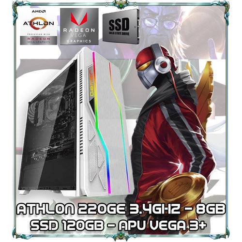 Computador Cpu Pc Gamer Athlon 220ge Quad Core 3.2ghz 8gb Ddr4 Apu Vega 3+ Ssd 120gb Bg009 White