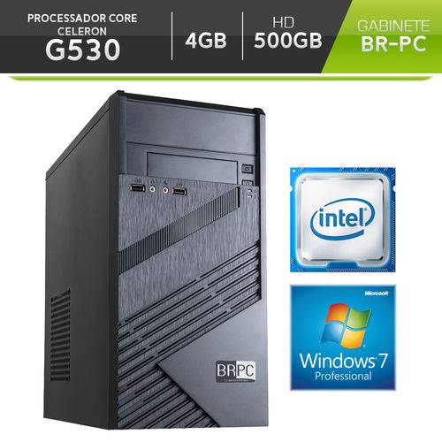Computador Desktop BR-Pc Celeron G530 4GB HD 500GB DVD-Rw Windows 7 Pro