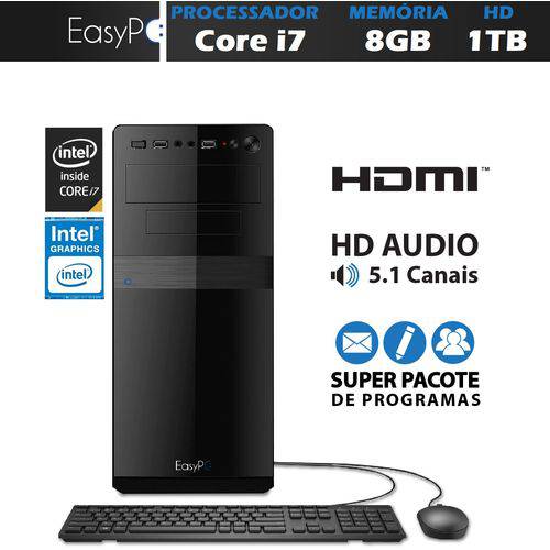 Computador Desktop EasyPC Intel Core I7 3.8Ghz 8GB HD 1TB HDMI Full HD