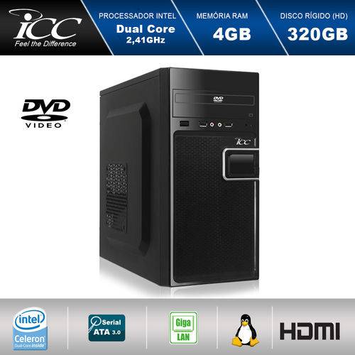 Computador Desktop Icc Iv1840d3 Intel Dual Core 2.41ghz 4gb HD 320gb Dvdrw USB 3.0 Hdmi Full HD