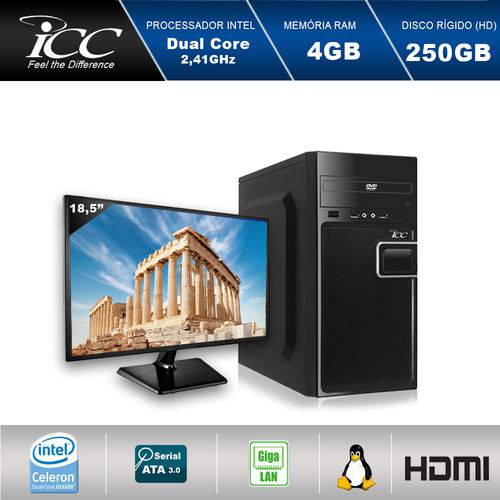 Computador Desktop Icc Iv1840d2m18 Intel Dual Core 2.41ghz 4gb HD 250gb Dvdrw USB 3.0 Hdmi Full HD Monitor Led 18,5"