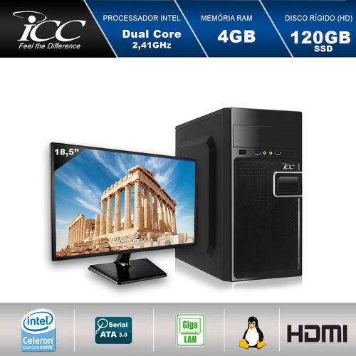 Computador Desktop Icc Iv1846sm18 Intel Dual Core 2.41ghz 4gb HD 120gb Ssd USB 3.0 Hdmi Full HD Monitor Led 18,5"