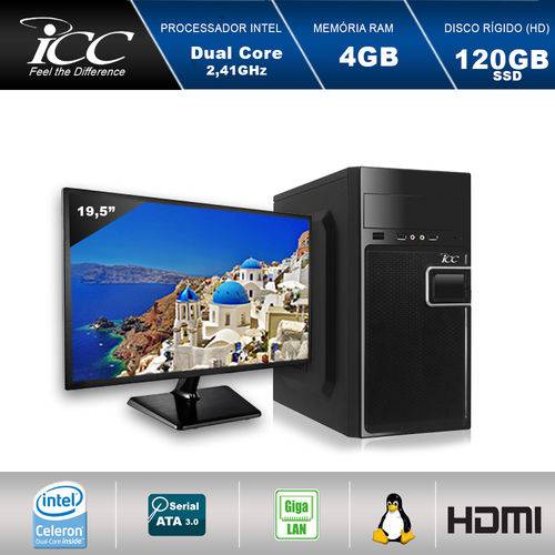 Computador Desktop Icc Iv1846sm19 Intel Dual Core 2.41ghz 4gb HD 120gb Ssd USB 3.0 Hdmi Full HD Monitor Led 19,5"