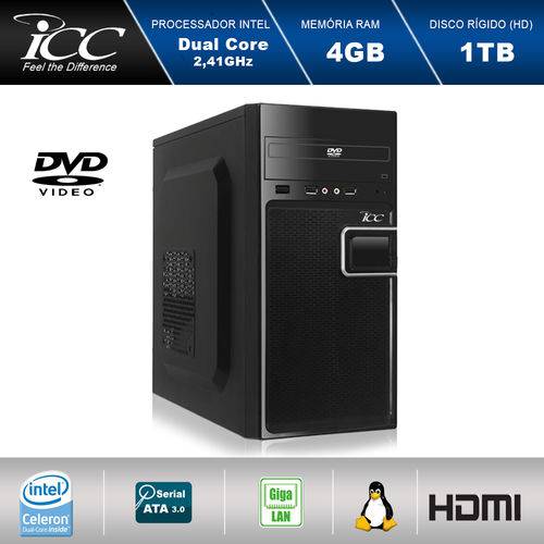 Computador Desktop Icc Iv1842d Intel Dual Core 2.41ghz 4gb HD 1tb Dvdrw USB 3.0 Hdmi Full HD