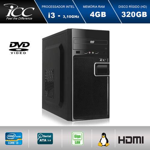 Computador Desktop Icc Iv2340d3 Intel Core I3 3.10 Ghz 4gb HD 320gb Dvdrw USB 3.0 Hdmi Full HD