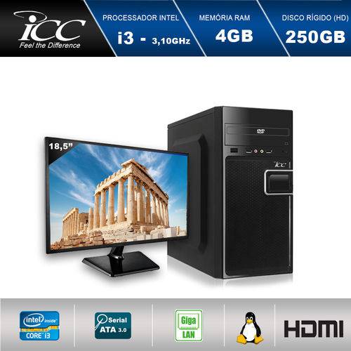 Computador Desktop Icc Iv2340d2m18 Intel Core I3 3.10 Ghz 4gb HD 250gb Dvdrw Hdmi Full HD Monitor Led 18,5"