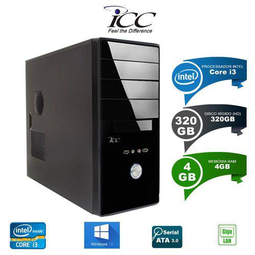Computador Desktop Icc Iv2340w-3s Intel Core I3 4gb Hd 320gb Windows 10 Pro
