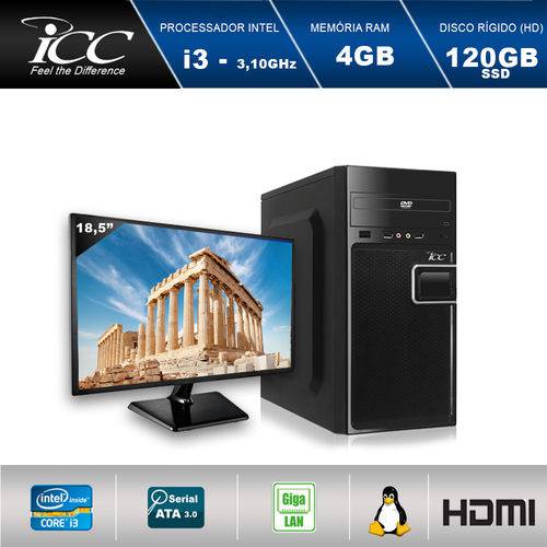Computador Desktop Icc Iv2346dm18 Intel Core I3 3.10 Ghz 4gb HD 120gb Ssd Dvdrw Hdmi Full HD Monitor Led 18,5"