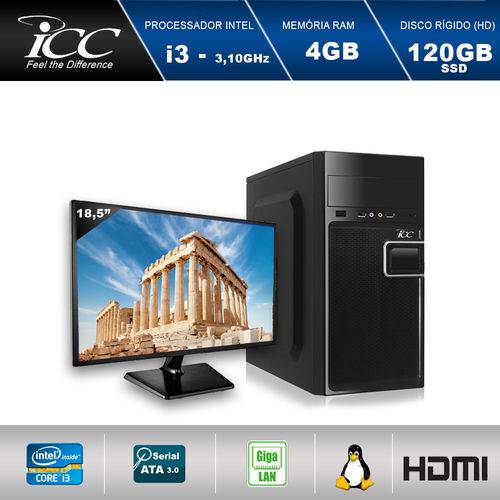 Computador Desktop Icc Iv2346sm18 Intel Core I3 3.10 Ghz 4gb HD 120gb Ssd Hdmi Full HD Monitor Led 18,5"