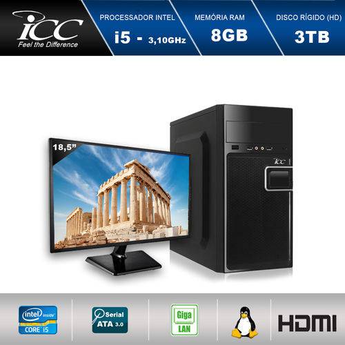 Computador Desktop Icc Iv2584sm18 Intel Core I5 3.10 Ghz 8gb HD 3tb Hdmi Full HD Monitor Led 18,5"