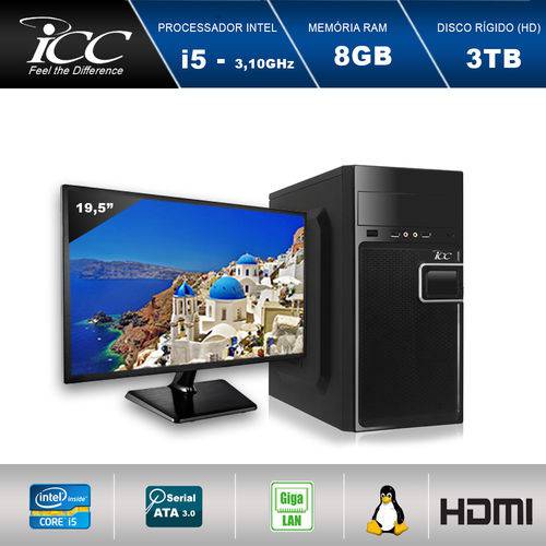 Computador Desktop Icc Iv2584sm19 Intel Core I5 3.10 Ghz 8gb HD 3tb Hdmi Full HD Monitor Led 19,5"