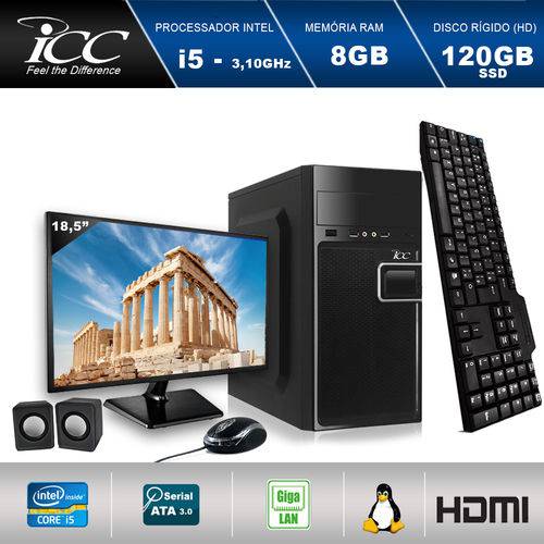 Computador Desktop Icc Iv2586km18 Intel Core I5 3.10 Ghz 8gb HD 120gb Ssd Kit Multimídia Monitor Led 18,5" Hdmi Fullhd