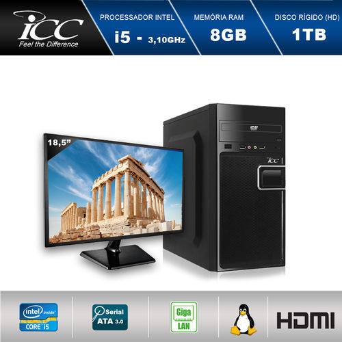 Computador Desktop Icc Iv2582dm18 Intel Core I5 3.10 Ghz 8gb HD 1tb Dvdrw Hdmi Full HD Monitor Led 18,5"