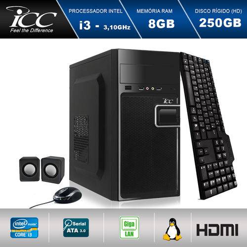 Computador Desktop Icc Iv2380s2 Intel Core I3 3.10 Ghz 8gb HD 250gb Hdmi Full HD