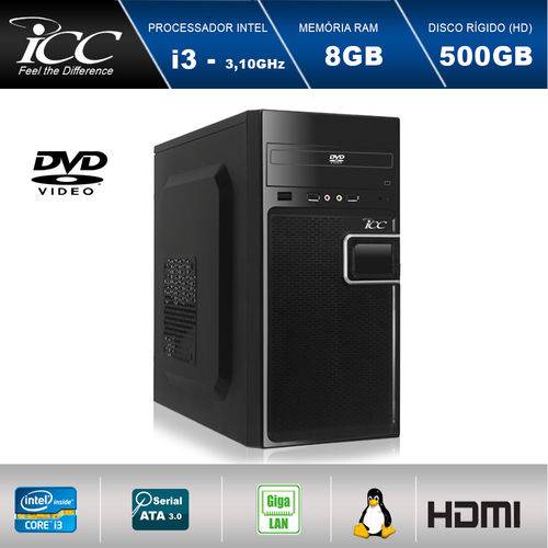 Computador Desktop Icc Iv2381d Intel Core I3 3.20 Ghz 8gb HD 500gb Dvdrw Hdmi Full HD