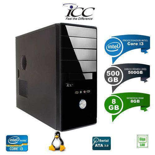 Computador Desktop ICC IV2381S Intel Core I3 3.10 Ghz 8gb HD 500GB Linux HDMI