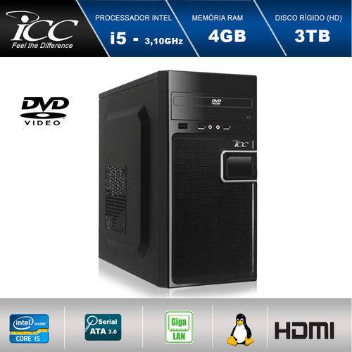 Computador Desktop Icc Vision Iv2544d Intel Core I5 3,2ghz 4gb HD 3tb com Dvdrw Hdmi Full HD