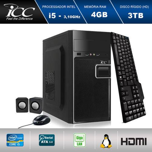 Computador Desktop Icc Vision Iv2544k Intel Core I5 3,2ghz 4gb HD 3tb com Teclado, Mouse, Caixa de Som Hdmi Full HD