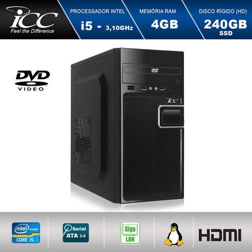 Computador Desktop Icc Vision Iv2547d Intel Core I5 3,2ghz 4gb HD 240gb Ssd com Dvdrw Hdmi Full HD