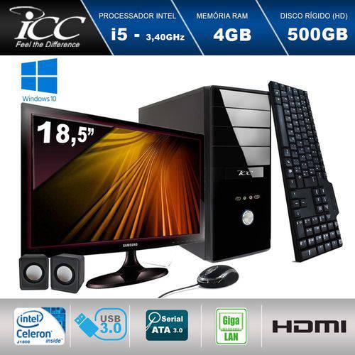Computador Desktop + Monitor 18,5 Icc Intel Core I5 3. 2 Ghz 4gb HD 500gb Windows 10