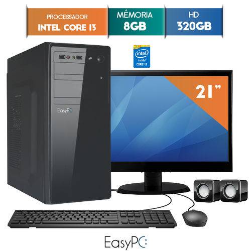 Computador EasyPC Intel Core I3 8GB HD 320GB Monitor 21