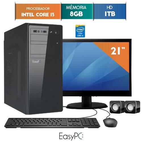 Computador EasyPC Intel Core I3 8GB HD 1TB Monitor 21