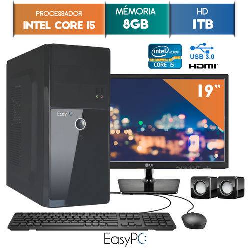 Computador EasyPC Intel Core I5 8GB HD 1TB Monitor 19.5 LG 20M37A