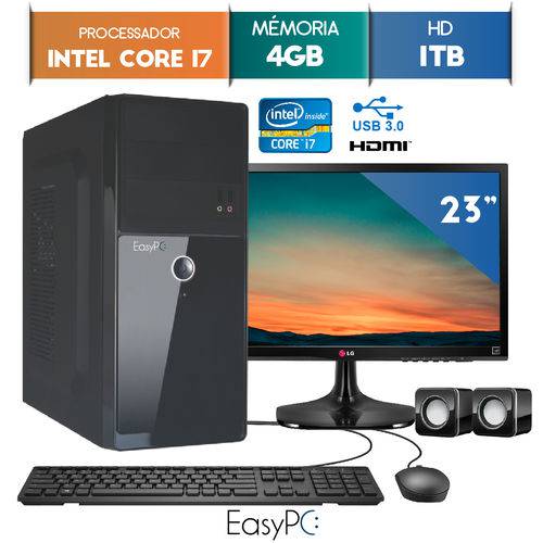 Computador Easypc Intel Core I7 4gb 1tb Monitor 23 Lg 23mp55 Hq