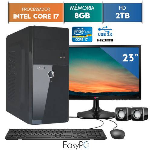 Computador EasyPC Intel Core I7 8GB 2TB Monitor 23 LG 23MP55 HQ