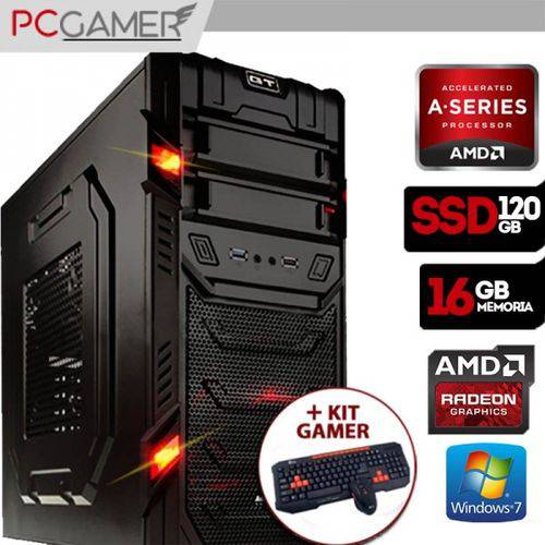 Computador Gamer Gt, Amd A4 7300, 16Gb Ram, HD 8470D, Ssd 120Gb, Windows 7 + Kit Gamer