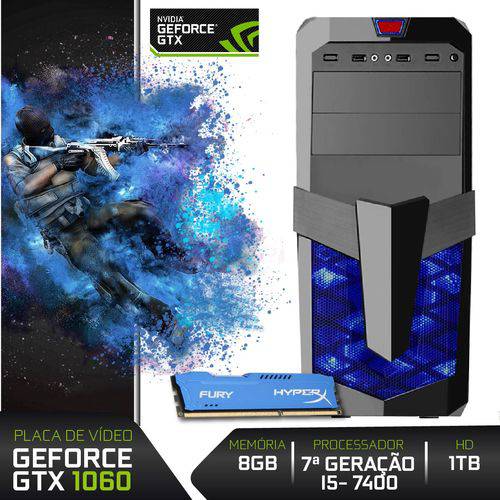 Computador Gamer HardPlay Intel Core I5-7400 8GB HyperX (GeForce GTX 1060 3GB) 1TB e 500W EasyPC
