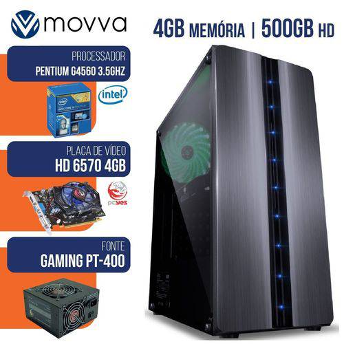 Computador Gamer Mvxp Intel Pentium G4560 3.5ghz 7ª Ger Mem 4gb HD 500gb Vga HD 6570 4gb Hdmi/vga Fo