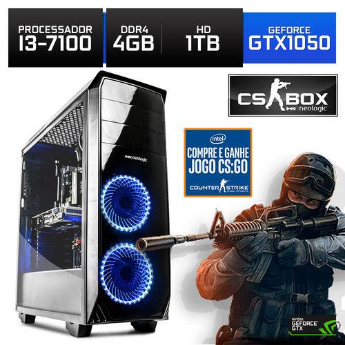 Computador Gamer Neologic CS BOX Intel Core I3-7100 7ª Geração 4GB (Gtx 1050 2GB) 1TB