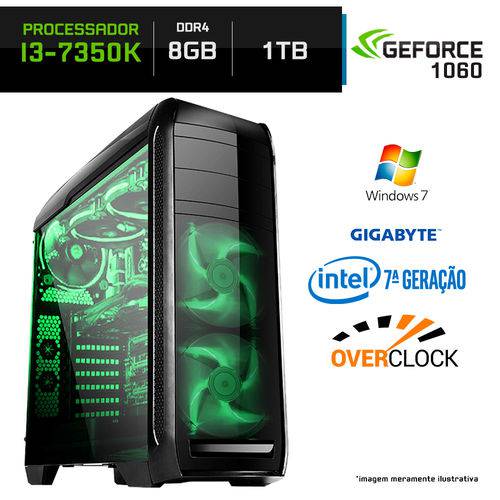 Computador Gamer Neologic Intel Core I3-7350K 7ª Geração 8GB (Gtx 1060 3GB) 1TB Windows 7