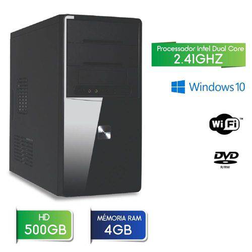 Computador 3green Fast Intel Dual Core 2.41 4gb Hd 500gb Usb 3.0 Dvd Wifi Windows 10