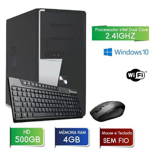 Computador 3green Fast Intel Dual Core 2.41ghz 4gb Hd 500gb Wifi Mouse Teclado Sem Fio Windows 10