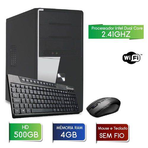 Computador 3green Fast Intel Dual Core 2.41ghz 4gb Hd 500gb Wifi Usb 3.0 Hdmi Mouse Teclado Sem Fio