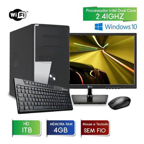 Computador 3green Fast Monitor 19.5 Lg Intel Dual Core 4gb 1tb Wifi Mouse Teclado Sem Fio Windows 10