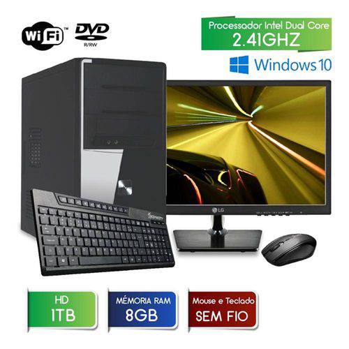 Computador 3green Fast Monitor 19.5 Lg Intel Dual Core 8gb 1tb Dvd Wifi Mouse Teclado S Fio Windows