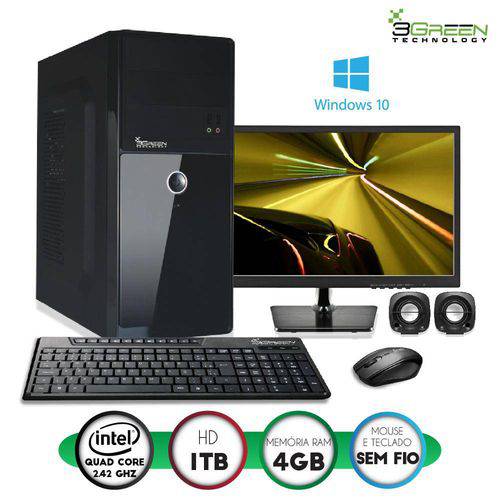 Computador 3green Ideal Monitor Led 15.6" Intel Quad Core 4gb Hd 1tb Mouse Teclado S Fio Windows 10