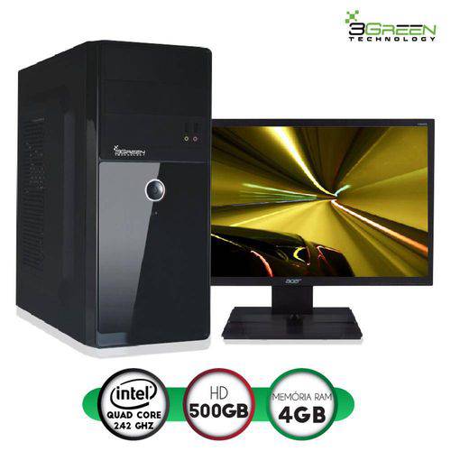 Computador 3green Ideal Monitor Led 19.5" Acer Intel Quad Core 2.42ghz 4gb Hd 500gb Usb 3.0 Hdmi