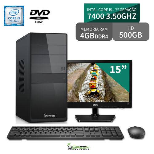 Computador 3green Select Intel Core I5 7400 4GB 500GB DVD Monitor 15" Lg 16M38A