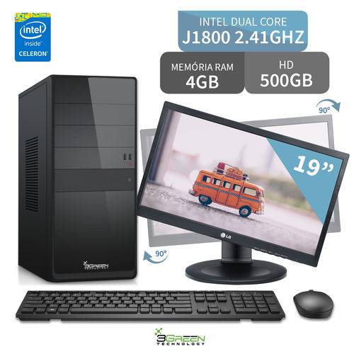 Computador 3green Triumph Intel Dual Core 4GB 500GB Monitor 19" Lg 20M35PD-M