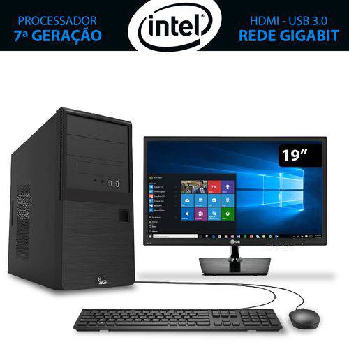 Computador Home&office Intel Core I3 7ª Geração 7100 4gb 500gb com Windows 10 Monitor 19.5 Lg 3green