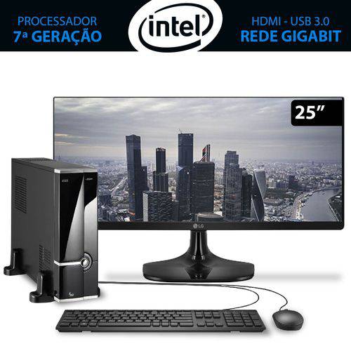 Computador Home&office Slim Intel Core I7 7ª Geração 7700 8gb 2tb com Monitor 25" Lg e Programas de Escritório Inclusos 3green