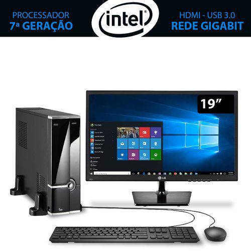 Computador Home&office Slim Intel Core I7 7ª Geração 7700 8gb 2tb Windows 10, Monitor 19.5 Lg 3green