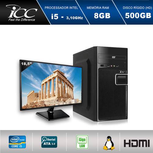 Computador Icc Iv2581dm18 Intel Core I5 3.10 Ghz 8gb HD 500gb Dvdrw Hdmi Full HD Monitor Led 18,5"