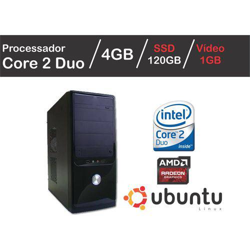 Computador Intel Core 2 Duo 4GB SSD 120GB Vídeo R5230 1GB LINUX WIFI